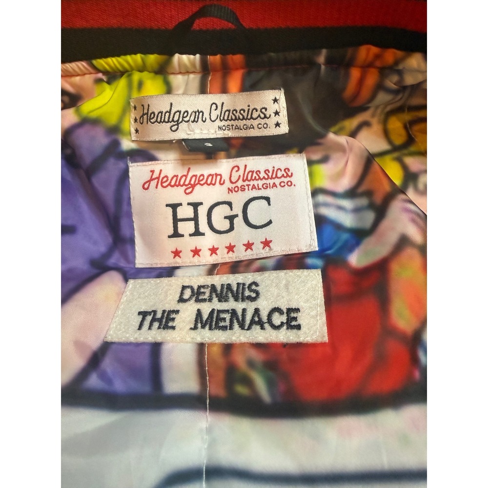 Headgear Classics Dennis the Menace Varsity Jacket Red Black Ombre Satin S - Picture 8 of 14